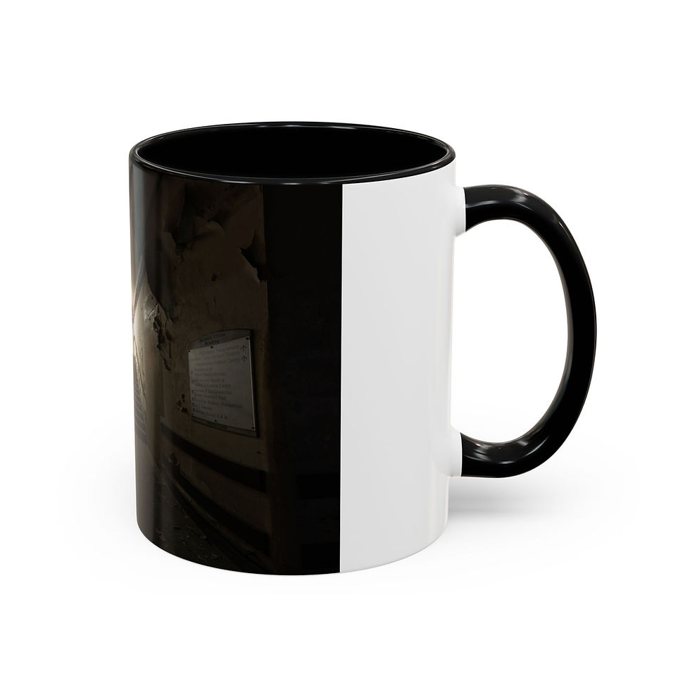 Thumbnail: Ceramic Coffee Mug | Eerie Hospital Corridor with Red Door - Urban Exploration