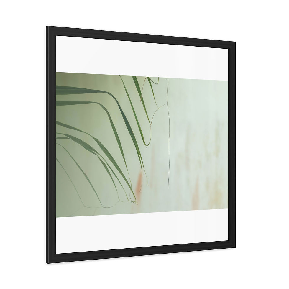 Thumbnail: Black framed wall art featuring abstract green reeds on a light background.