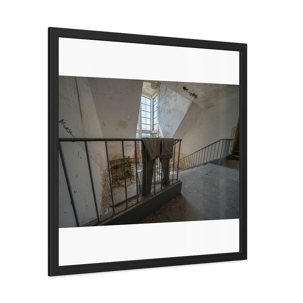 Thumbnail: Framed Posters - Abandoned Trousers | Urban Wall Art, showing old dilapidated staircase.