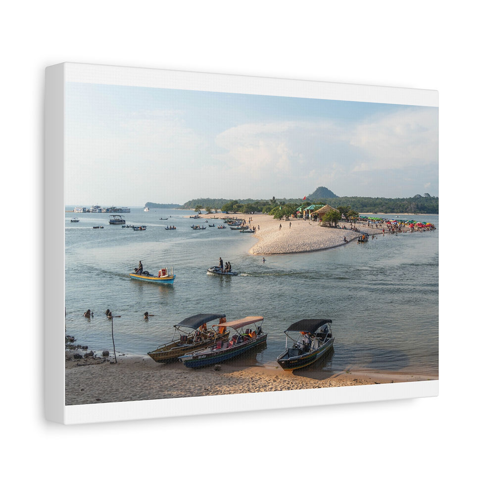 Thumbnail: Many boats and people on a sunny sandy beach island.