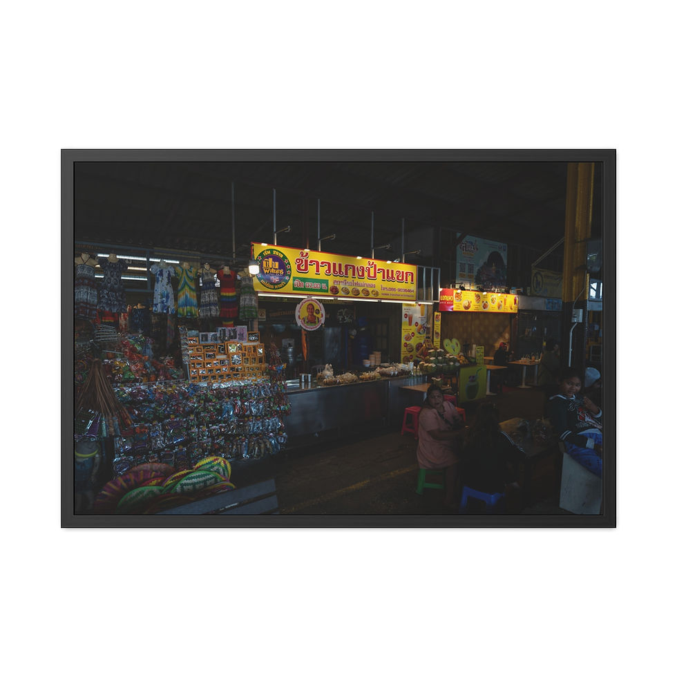 Thumbnail: Bustling night market scene with bright food stalls and foreign script signs.
