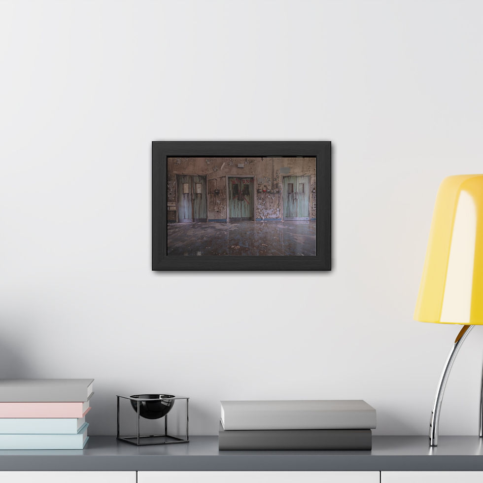 Thumbnail: Framed photo of decaying abandoned interior with multiple doorways.