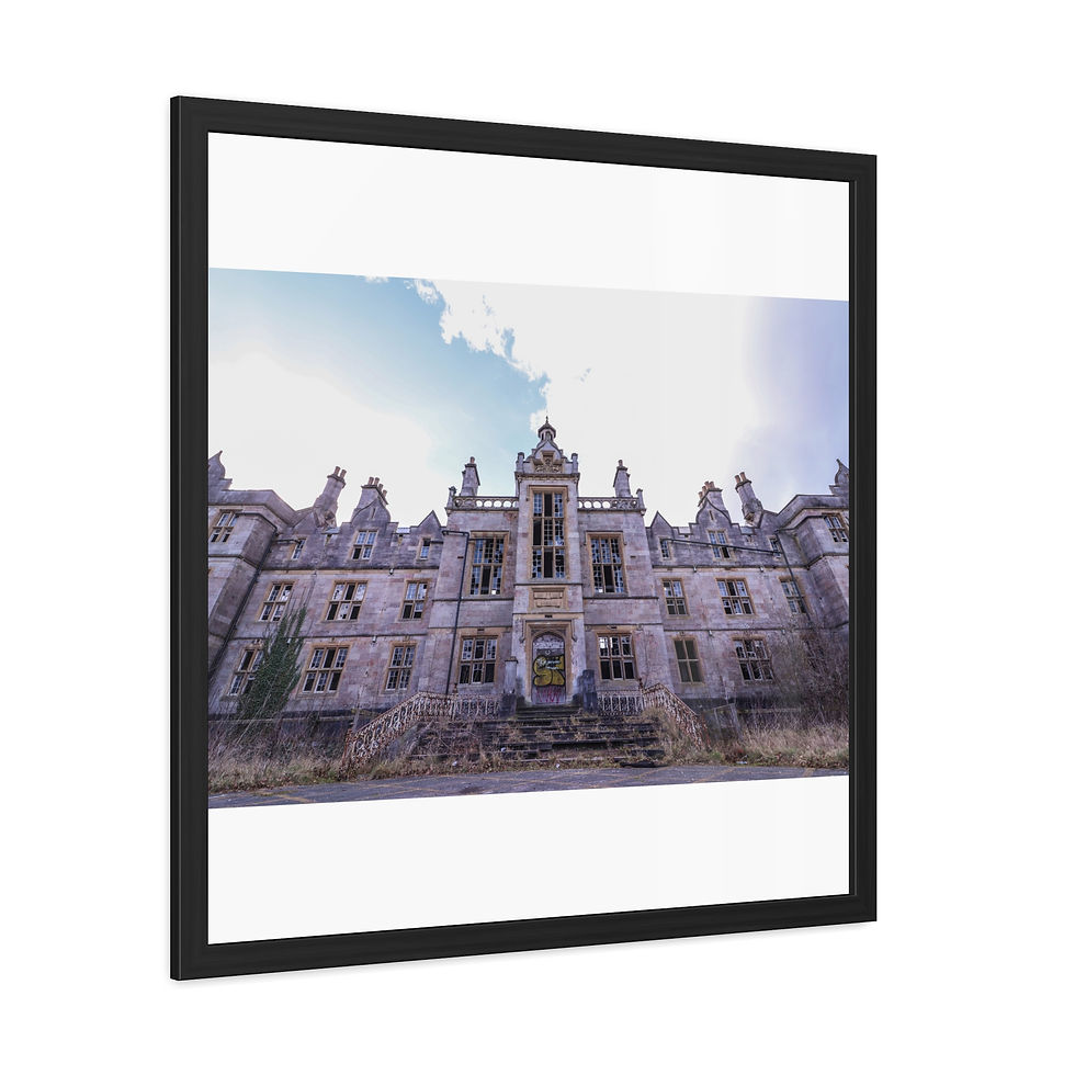 Thumbnail: Abandoned grand stone building with broken windows under a cloudy sky.