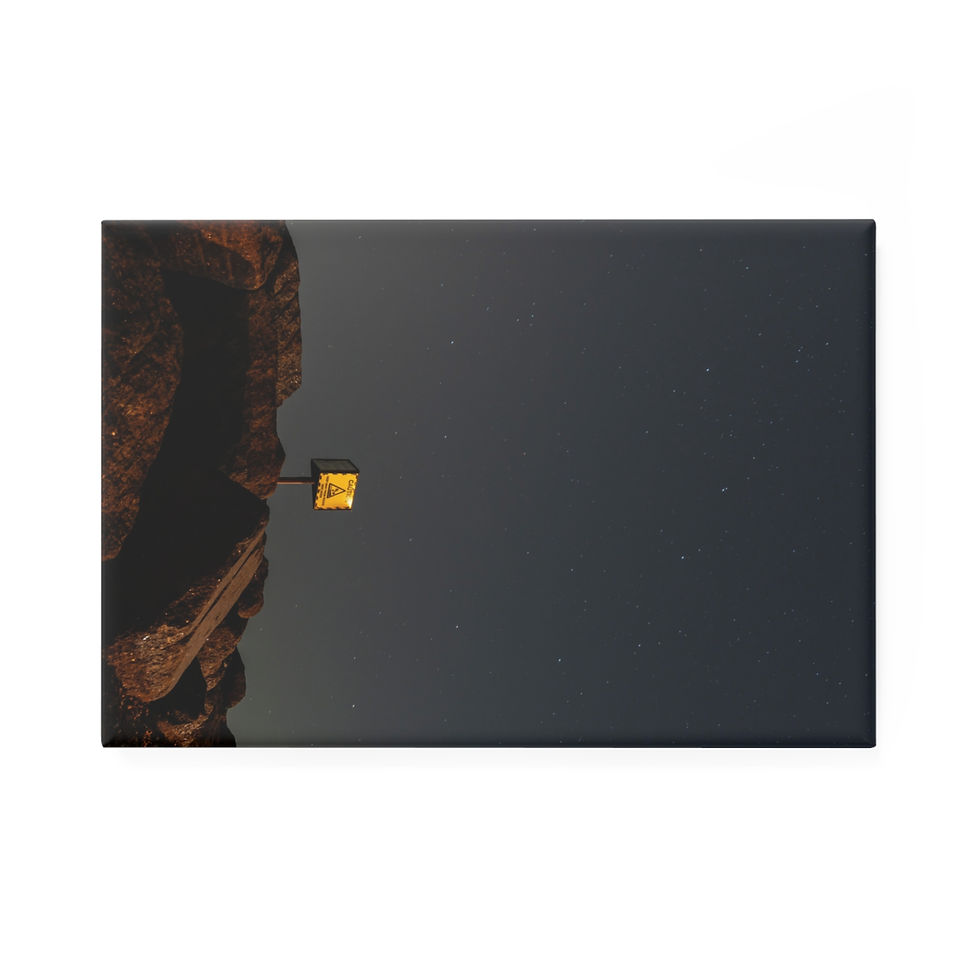 Thumbnail: Solitary street light illuminates dark rocky cliff under starry night sky.
