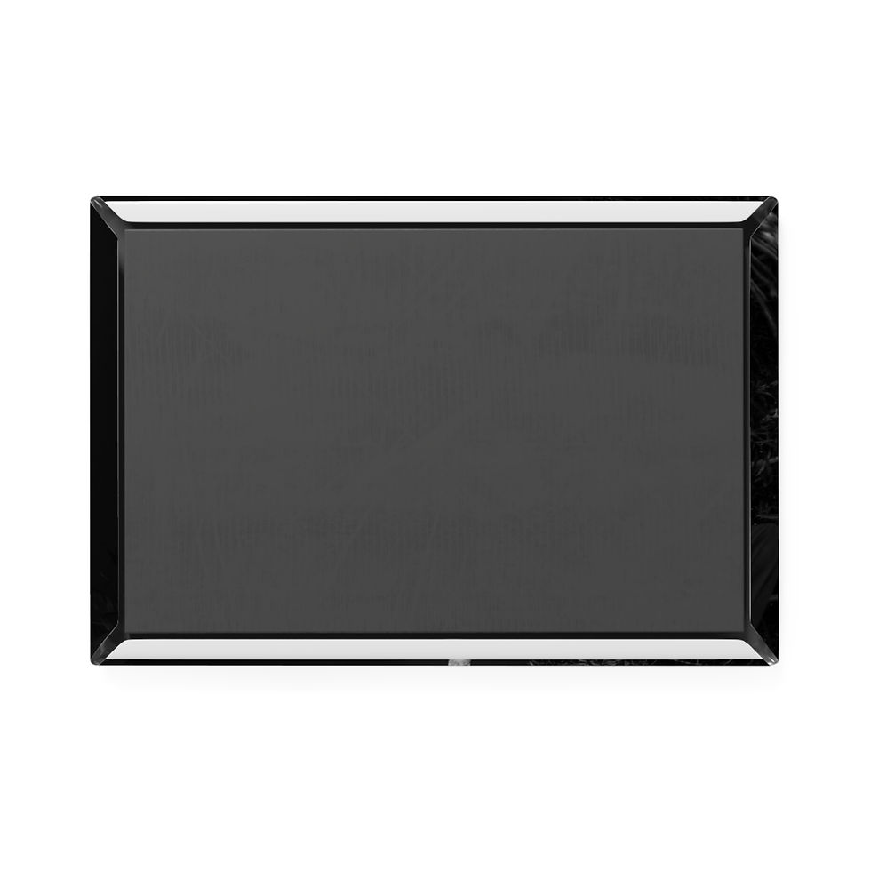 Thumbnail: Rectangular dark mirror with beveled edges isolated on a white background.