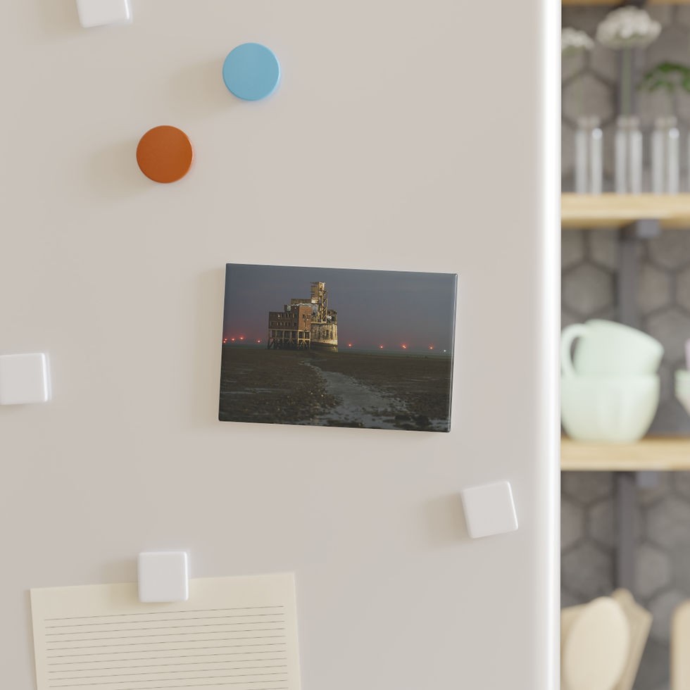 Thumbnail: Refrigerator magnet displaying old building in dark field with path.