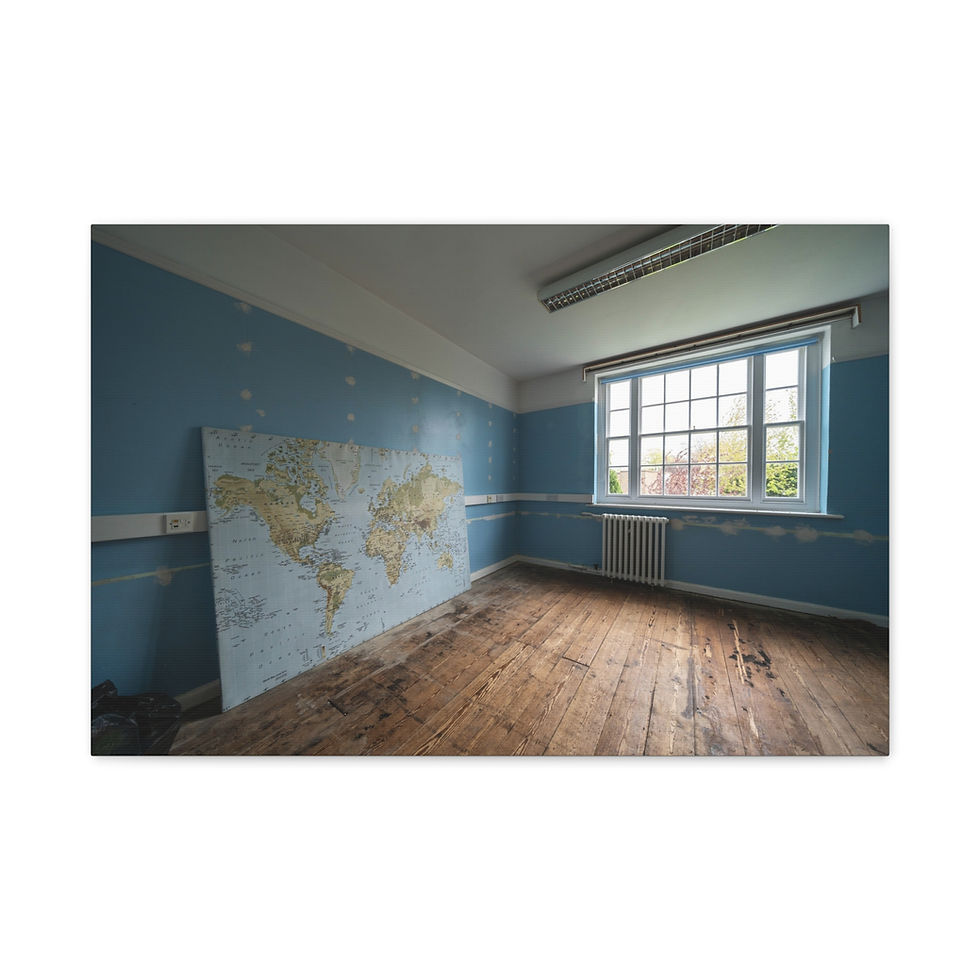 Thumbnail: Canvas Print | Abandoned Classroom, World Map - Sussex School Wall Art
