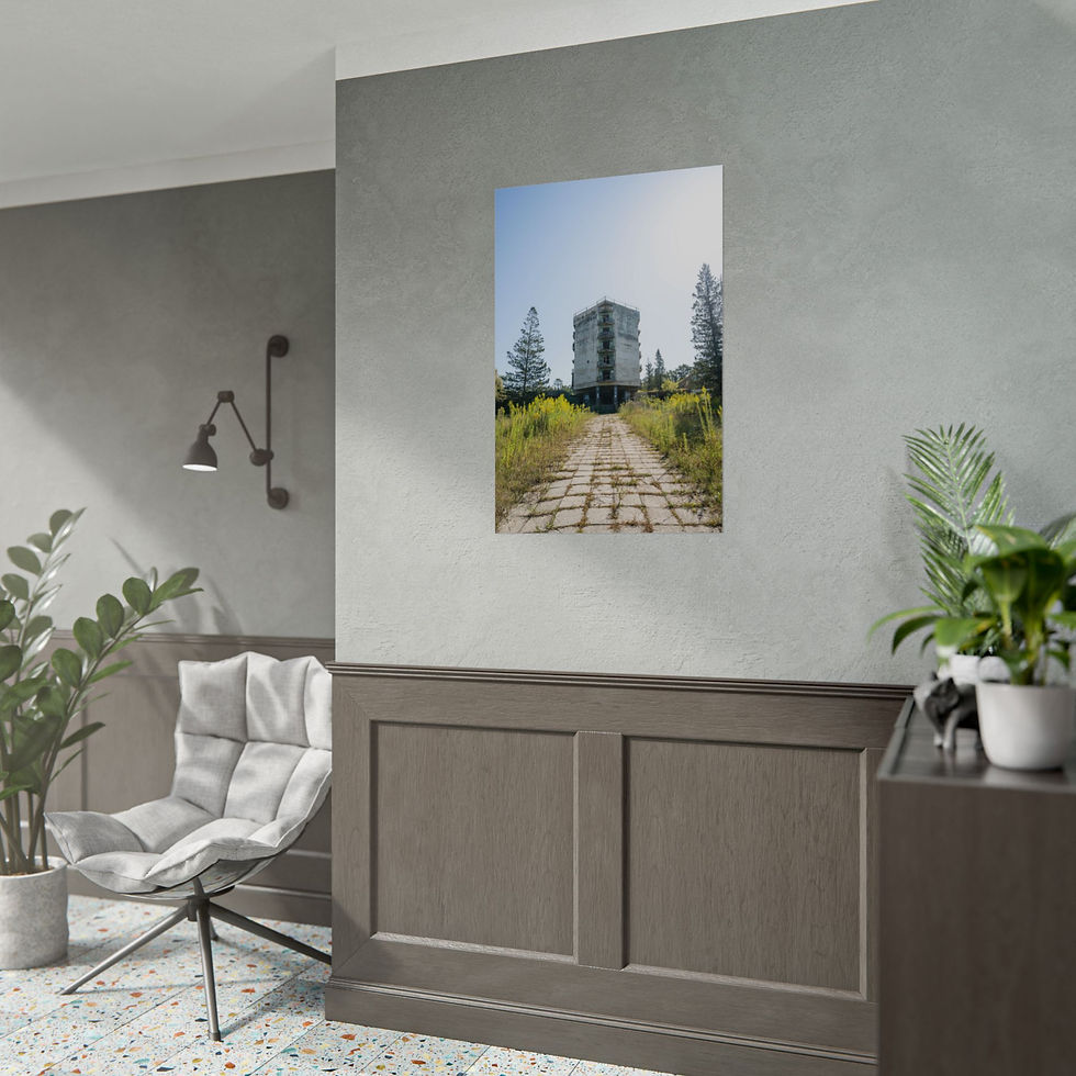 Thumbnail: Canvas Print: Nature reclaiming abandoned Dagva House of Culture Georgia.