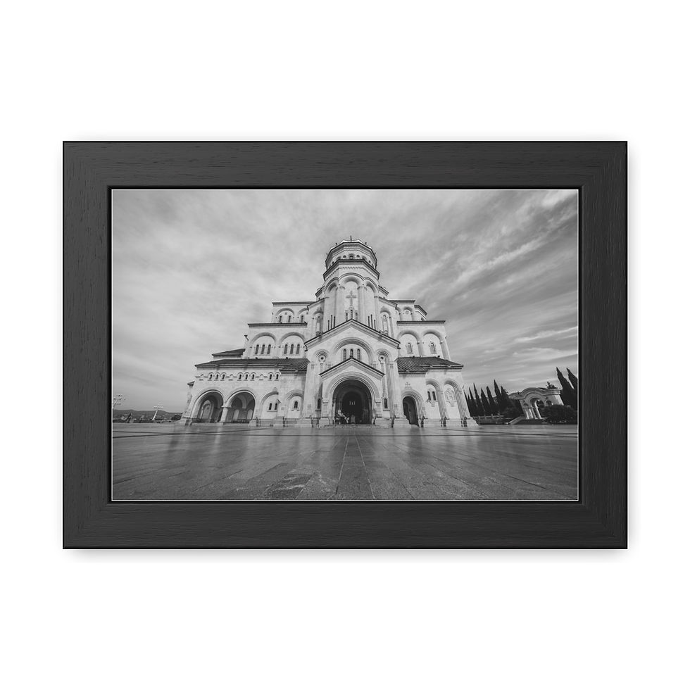 Thumbnail: Framed black and white art print of grand, ornate European cathedral.