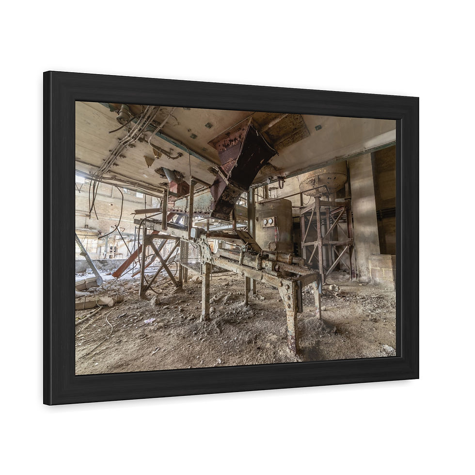 Thumbnail: Derelict interior of an abandoned factory with broken machinery and debris.