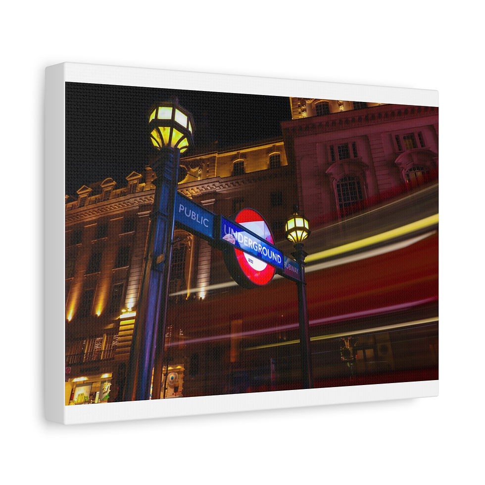 Thumbnail: Illuminated London Underground sign, "PUBLIC SUBWAY", with red bus light trails.