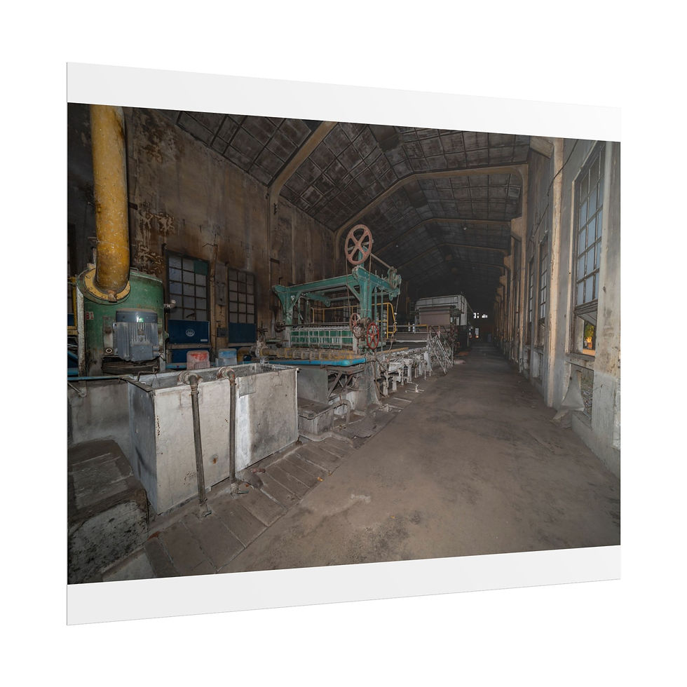 Thumbnail: Abandoned machinery in dark, dusty Thai Paper Mill decommissioned industrial site.