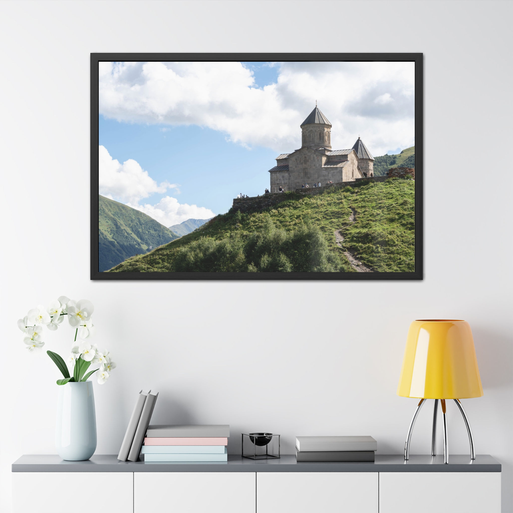 Framed Print | Gergeti Trinity Church Under a Blue Georgian Sky, Kazbegi