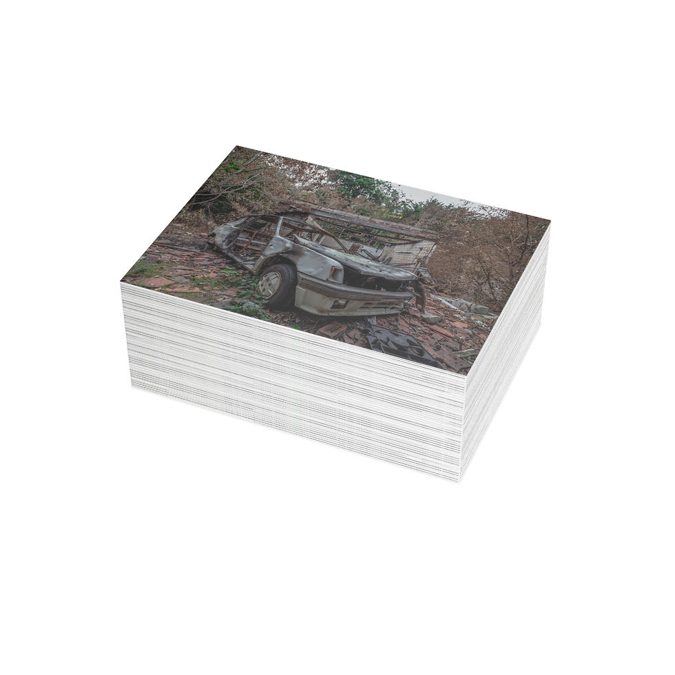 Thumbnail: Burnt Out Abandoned Car | Greeting Cards - Pack of 1, 10, 30 or 50