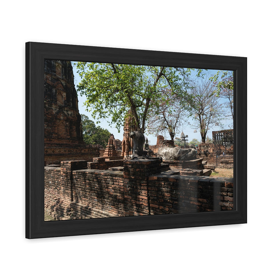 Thumbnail: Framed picture of ancient Buddhist temple ruins, trees, and blue sky.
