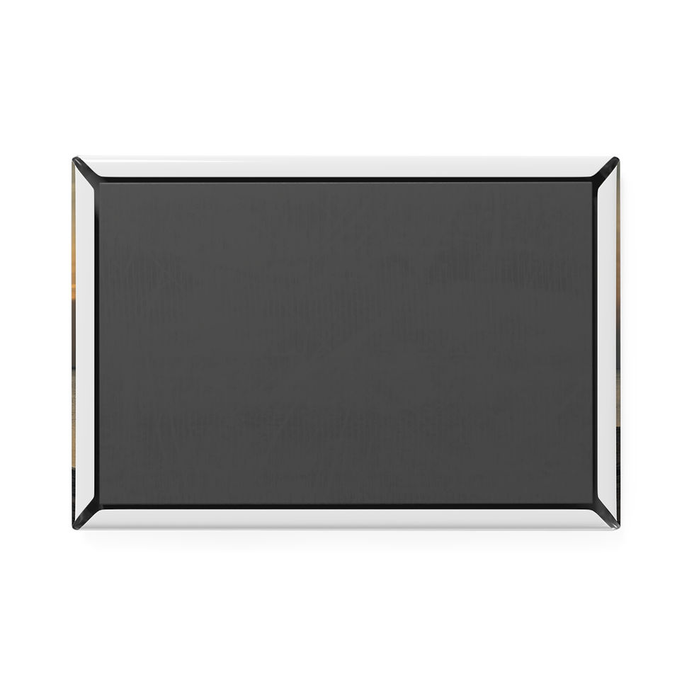 Thumbnail: Rectangular mirror with beveled edges and dark reflective surface on white background.