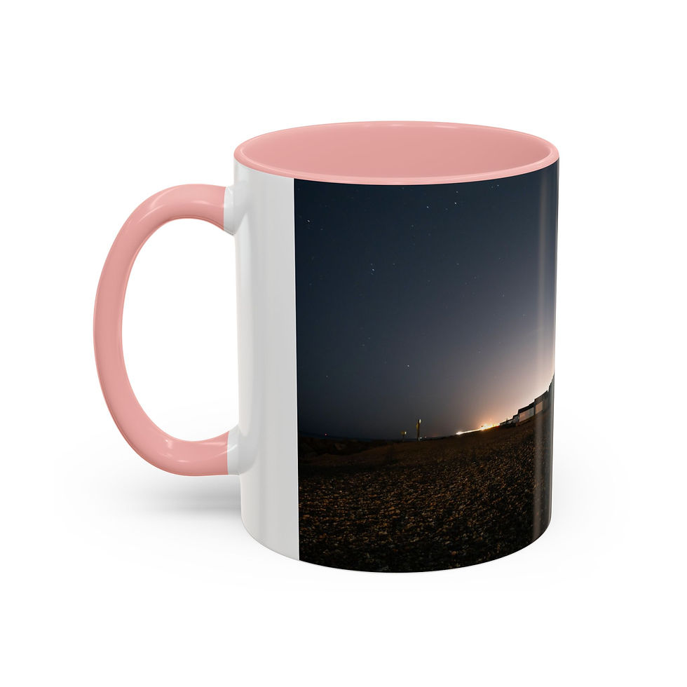 Thumbnail: Coffee Mug - Shoreham Beach Huts at Night, Sussex Coast Design