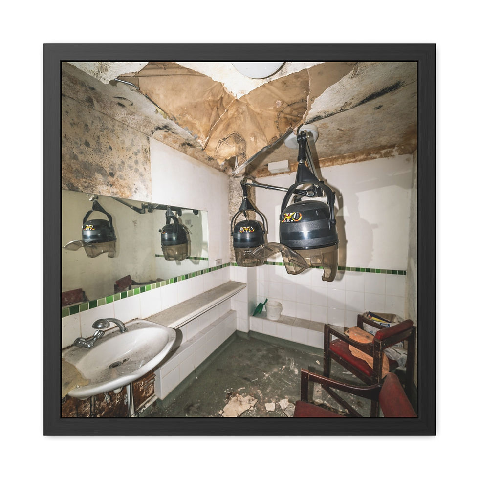 Thumbnail: Abandoned Salon Framed Print | Vintage Hairdryers | Sussex Urbex Decay Wall Art