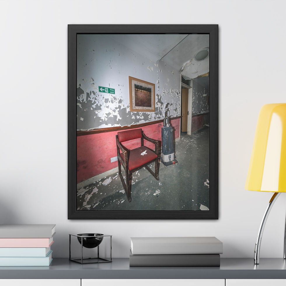 Thumbnail: Abandoned Care Home Corridor Framed Print | Clemsfold House | Urbex Wall Art