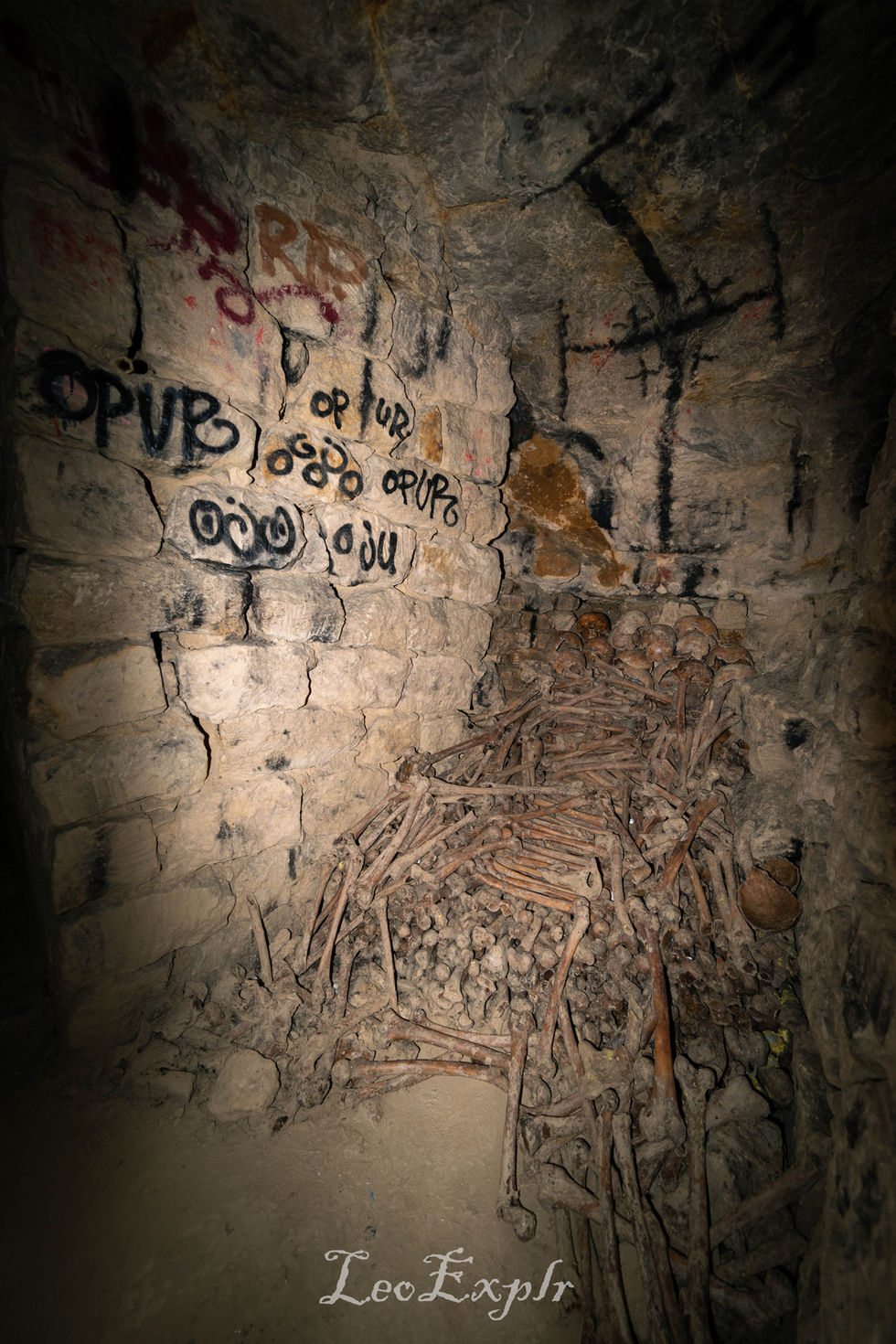 A chair made out of bones in the Paris Catcombs