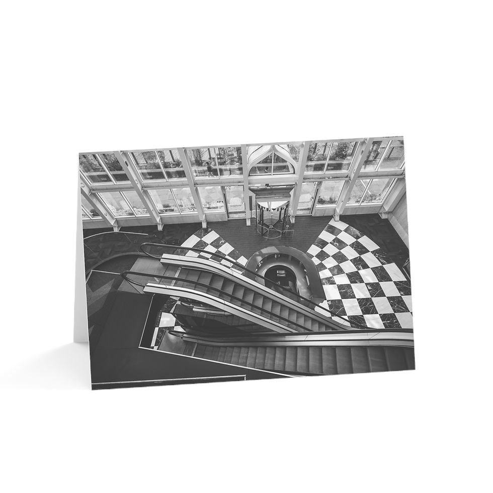 Thumbnail: Silent Escalators, Urbex Art | Greeting Cards - Pack of 1, 10, 30 or 50