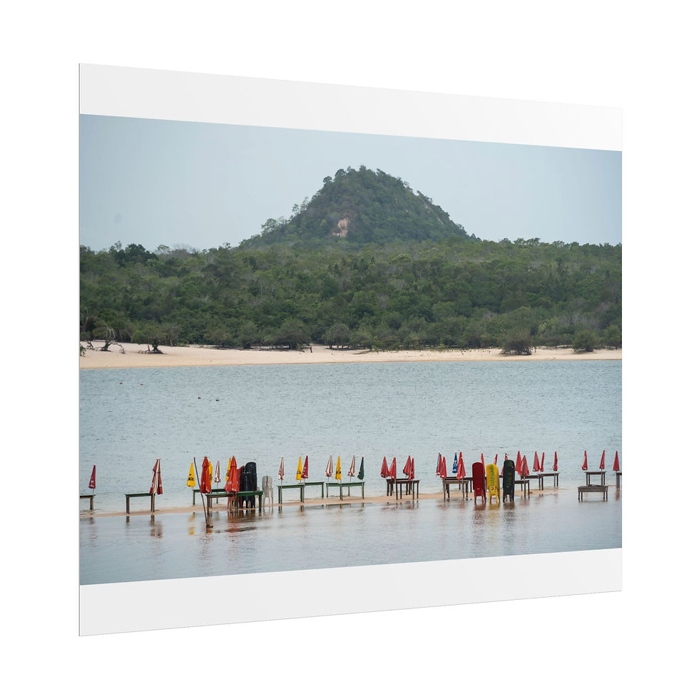 Thumbnail: Vibrant boats on calm water, lush green tree-covered mountain behind.