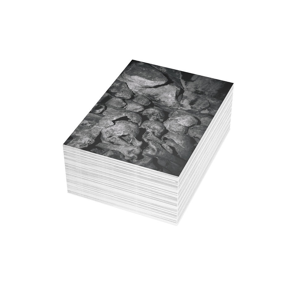 Thumbnail: Paris Catacombs Skulls - Black & White | Greeting Card - Pack of 1, 10, 30 or 50