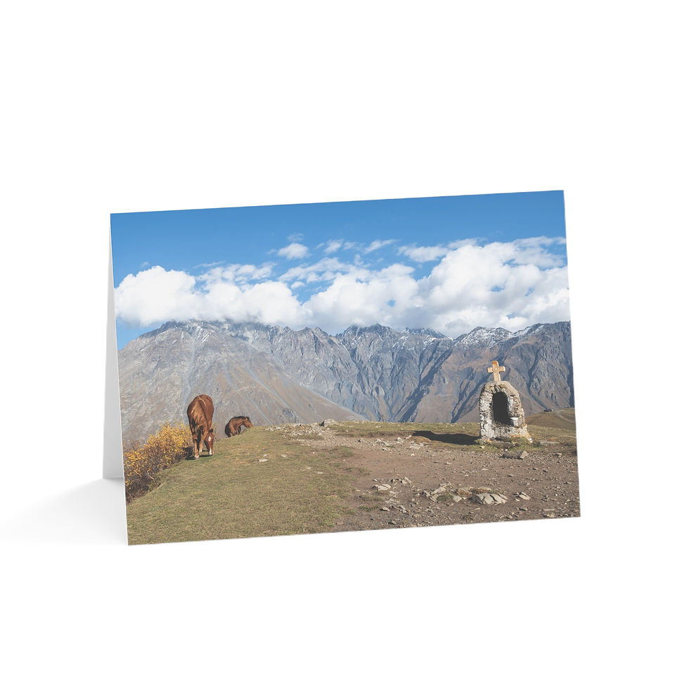 Thumbnail: Horses in Kazbegi, Georgia - Greeting Cards - Pack of 1, 10, 30 or 50