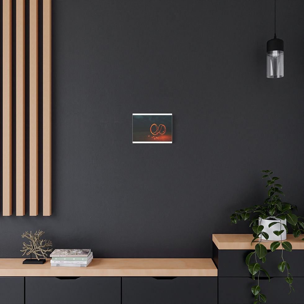 Thumbnail: Small framed artwork displaying glowing orange '00' on a dark wall.