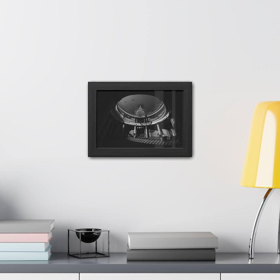Thumbnail: Framed black and white image displays a detailed metallic futuristic helmet.