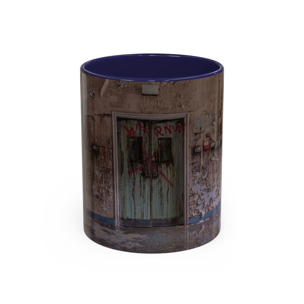 Thumbnail: Coffee Mug - Abandoned Hospital Bleeding Doors Design