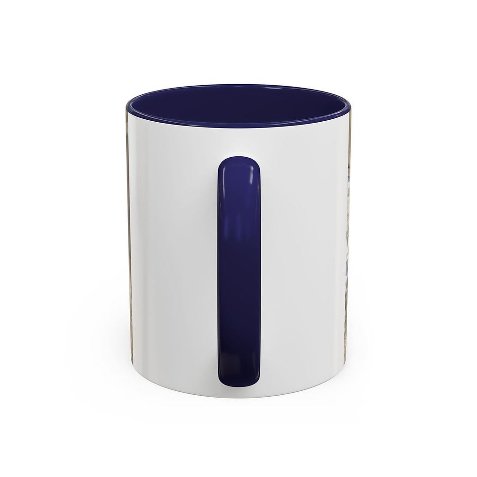 Thumbnail: White mug with navy blue interior and handle, isolated on white background.