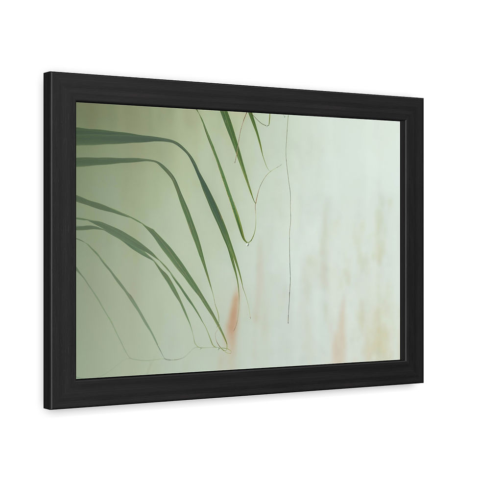 Thumbnail: Framed Poster - Serene Raindrop on Thin Leaves | Wall Art
