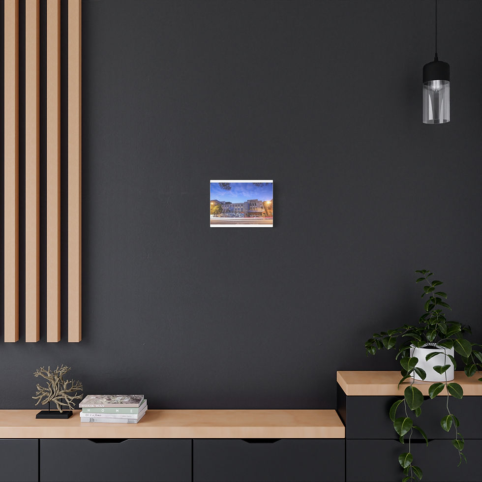 Thumbnail: Small framed landscape picture of a vibrant city night scene on dark wall.