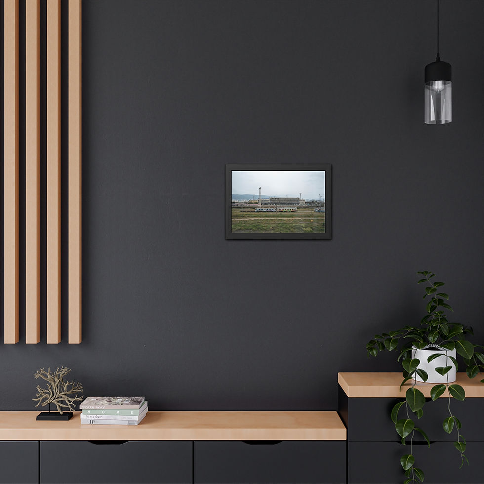 Thumbnail: Framed print of a desolate, flat landscape on a dark gray wall.