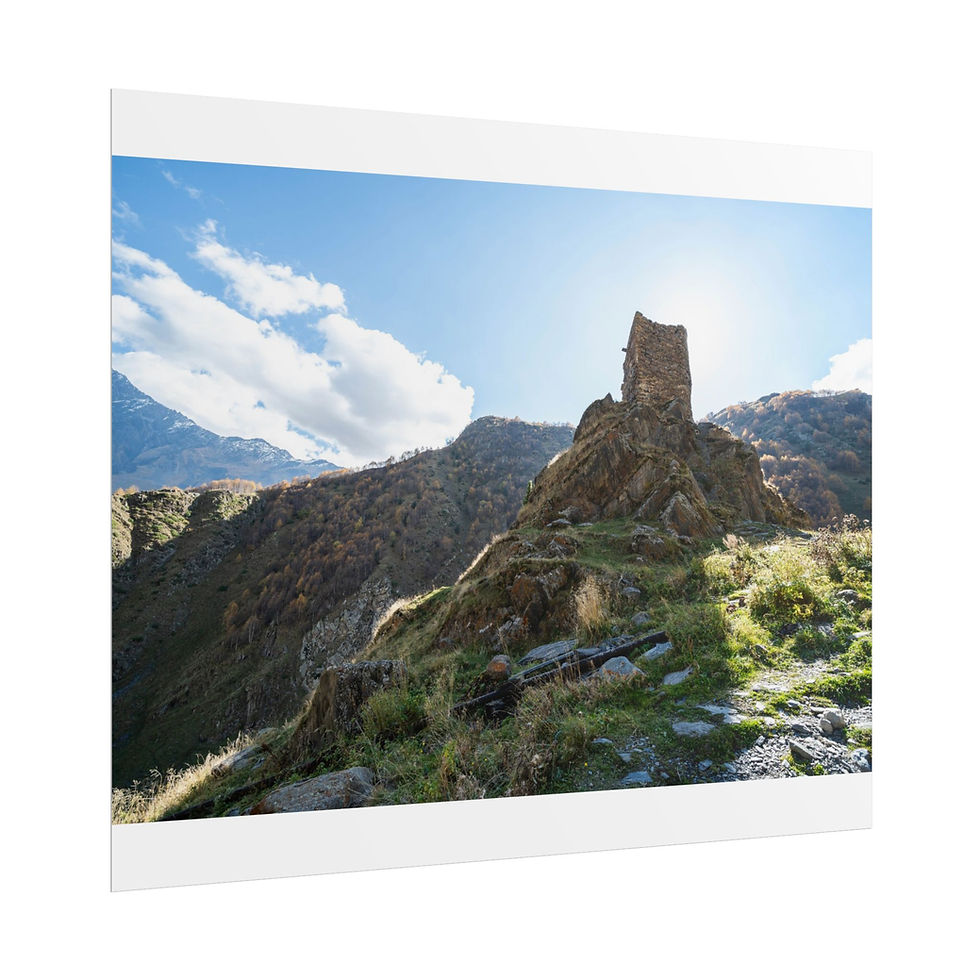 Thumbnail: Ancient stone fortress ruins on a grassy mountain under a bright sun.
