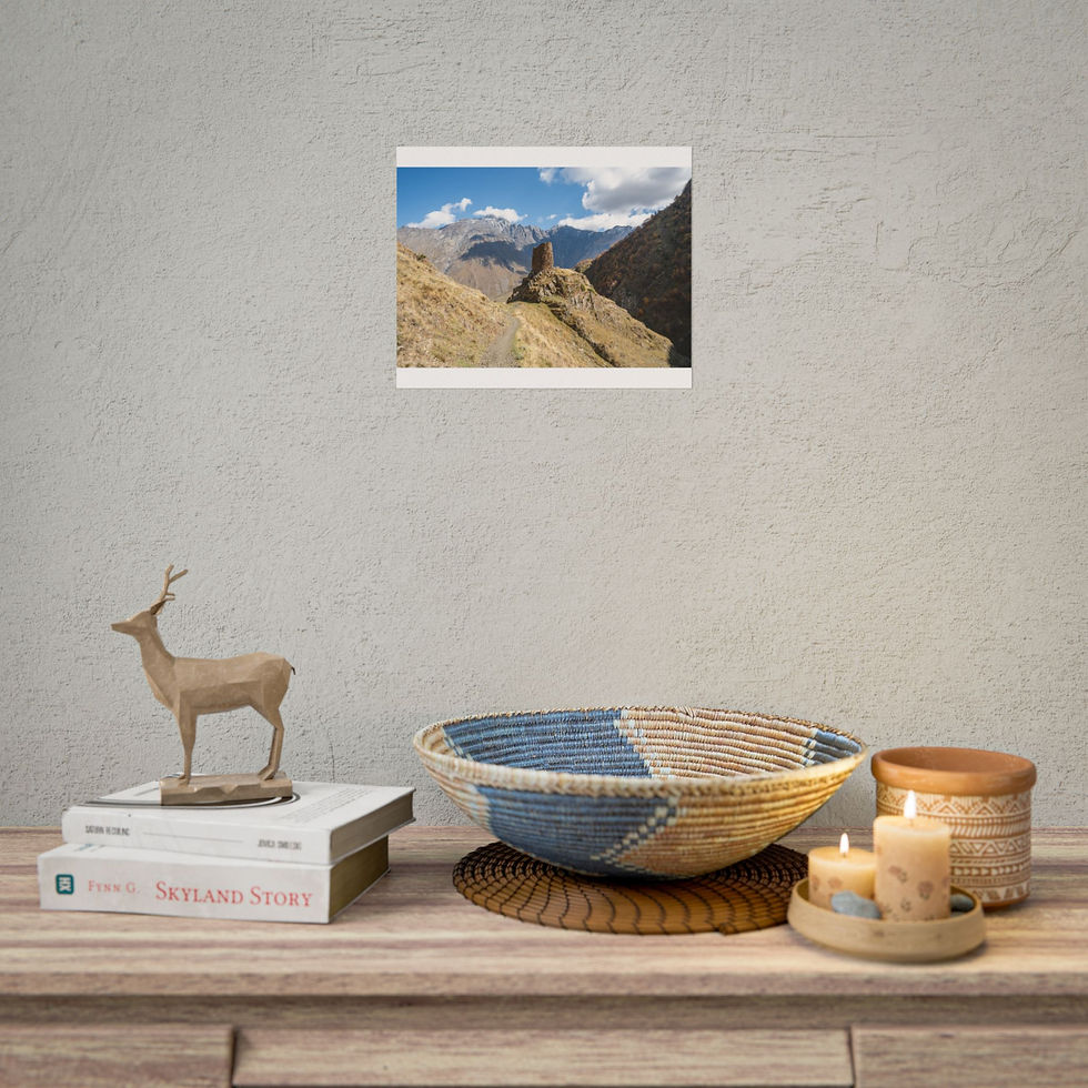 Thumbnail: Framed photo of majestic mountains, rocky terrain, and blue sky wall art.