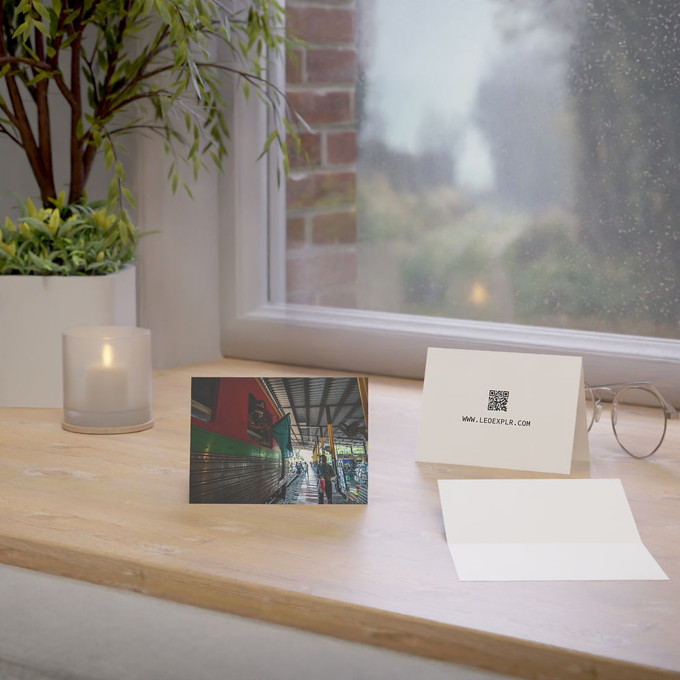 Thumbnail: Small print of arches, lit candle, blank cards on a window sill.