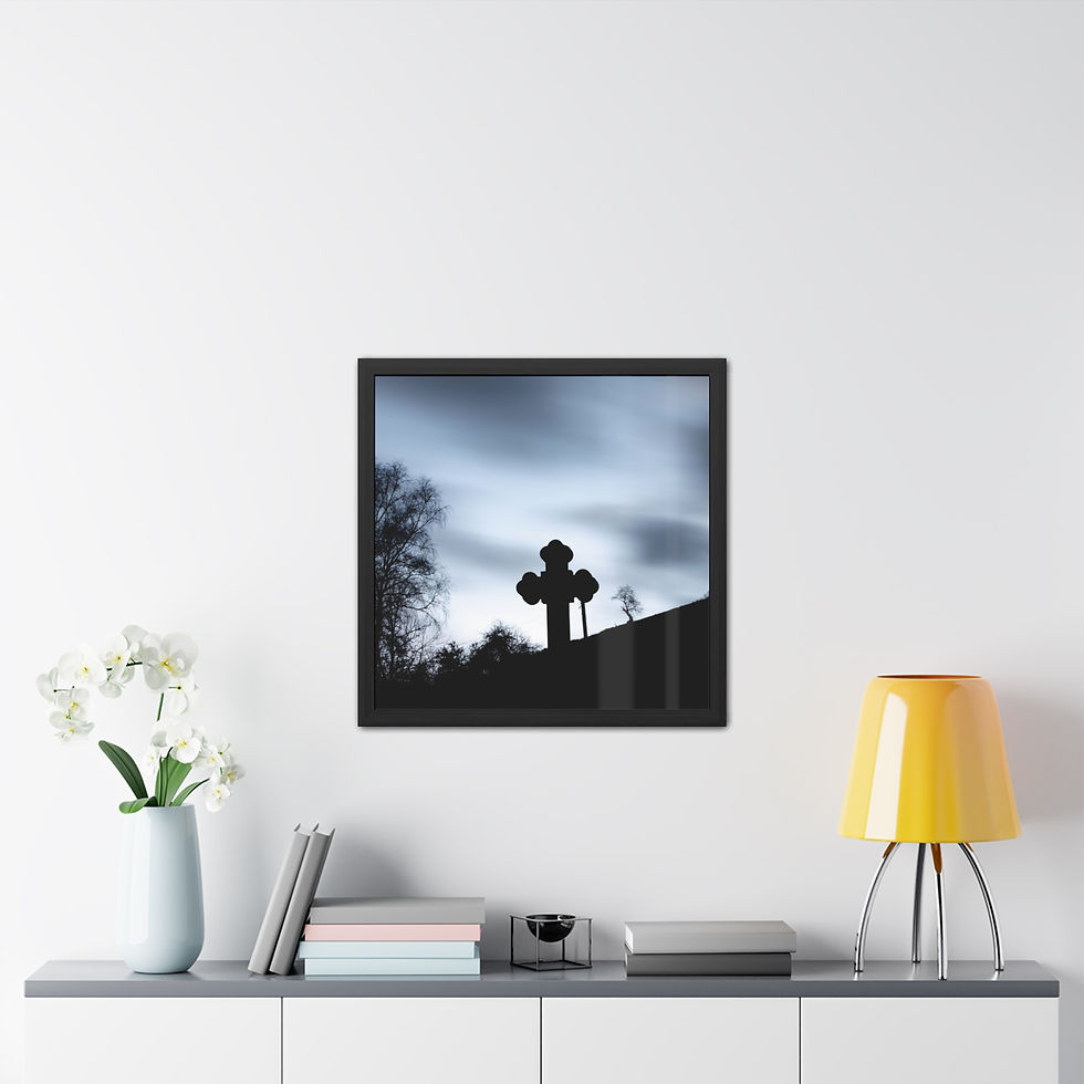 Thumbnail: Dramatic silhouette of a monumental cross against a blurred, cloudy sky.