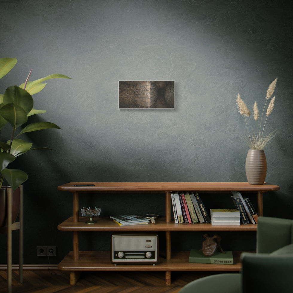 Thumbnail: Modern living room with wooden shelf, plant, and abstract wall art.