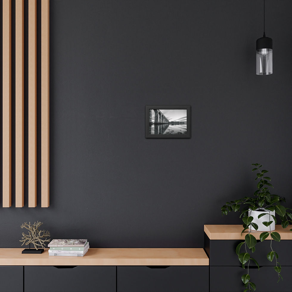 Thumbnail: Framed black and white photograph of a large, elegant railway bridge.