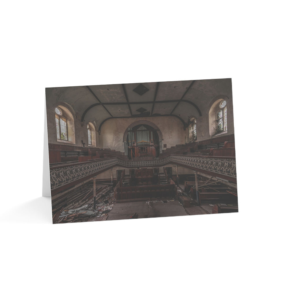 Thumbnail: Greeting card: abandoned Beelitz Hospital interior, Germany. Packs 1, 10, 30, 50.