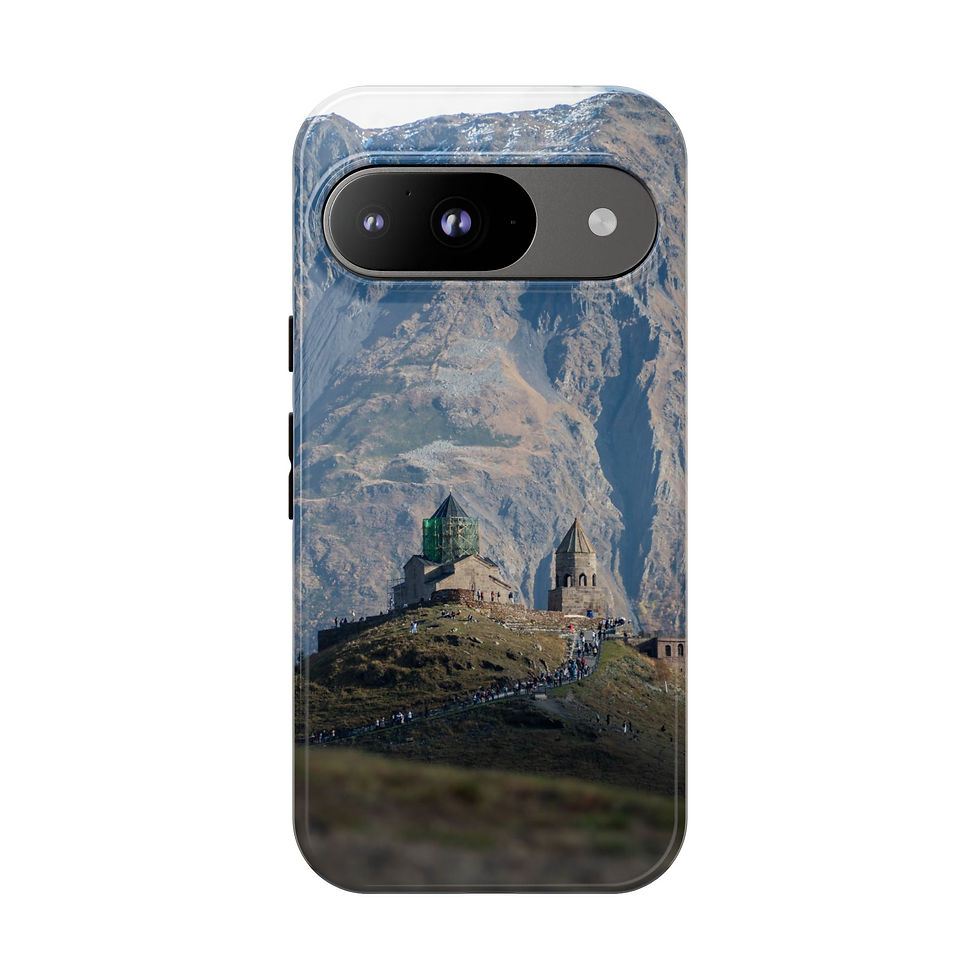 Thumbnail: Mobile phone case featuring ancient stone church, dramatic mountain landscape.