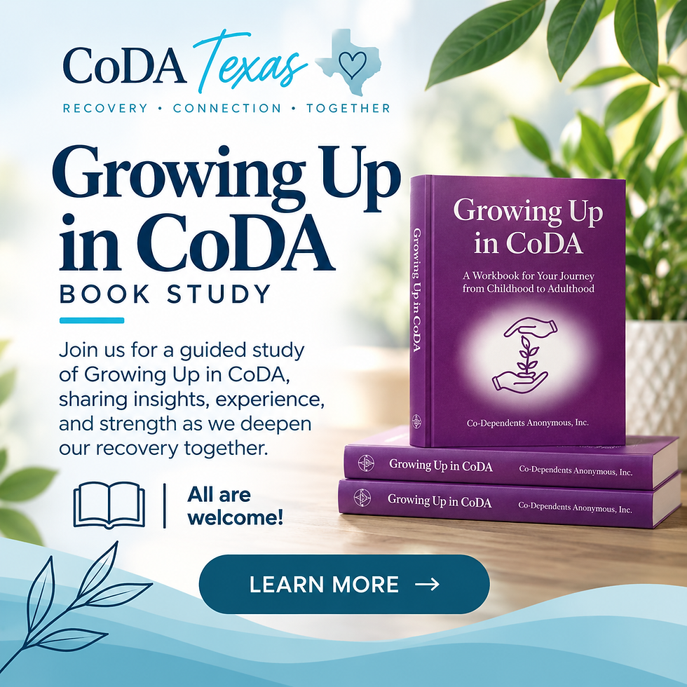 Mondays • Oct 19 • Growing Up in CoDA • Book Study