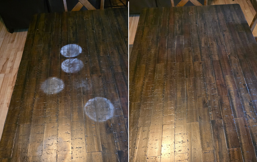 Before and after of table restoration