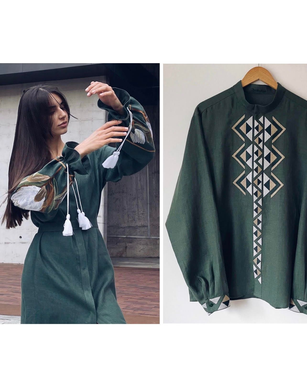 Парний лук довга сукня Протея холодний смарагд та Ромби холодний смарагд