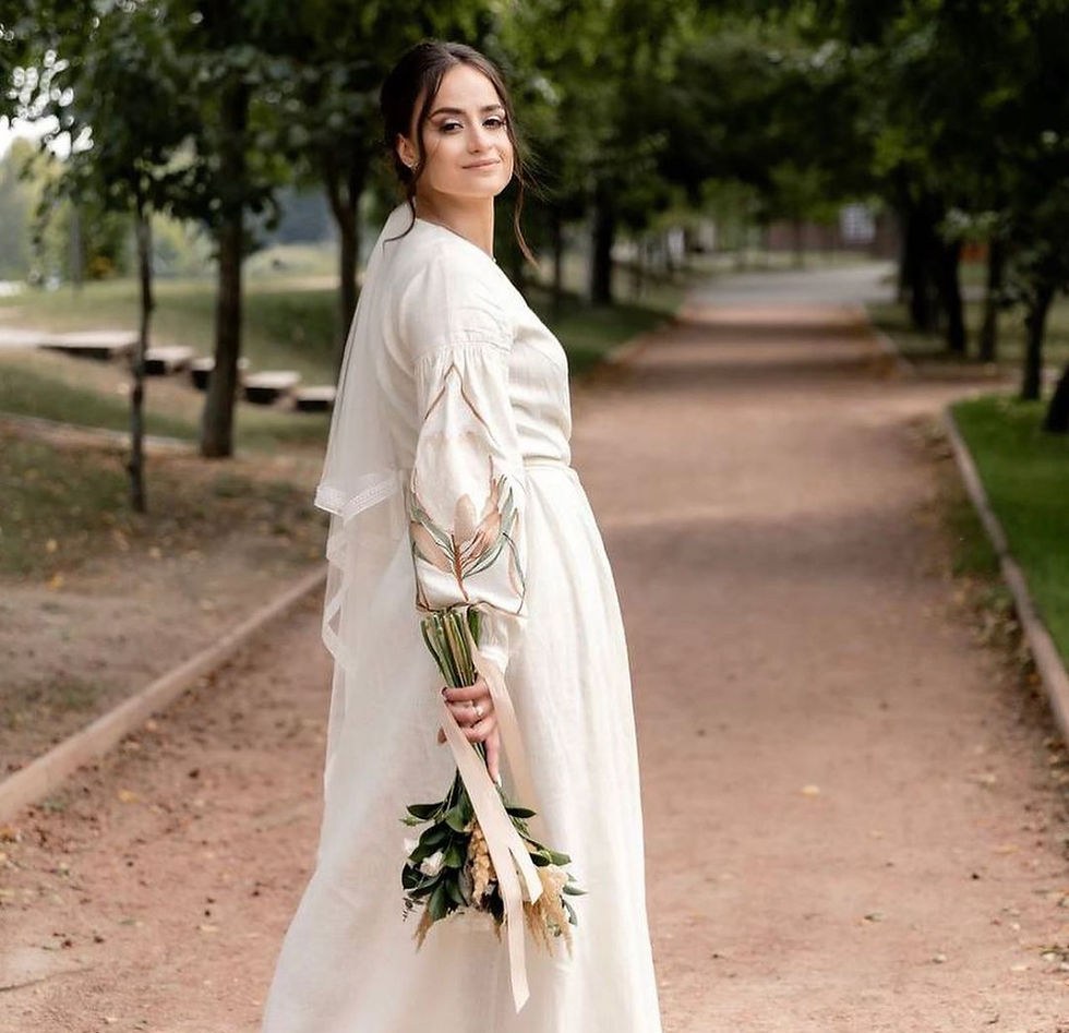 Прев'ю: Парний лук сукня Протея довга молочна та Ромби молочні