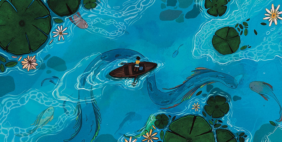 Girl drifting on a boat