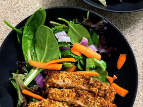 Spring Mix Salad With Air Fryer Breaded Chicken