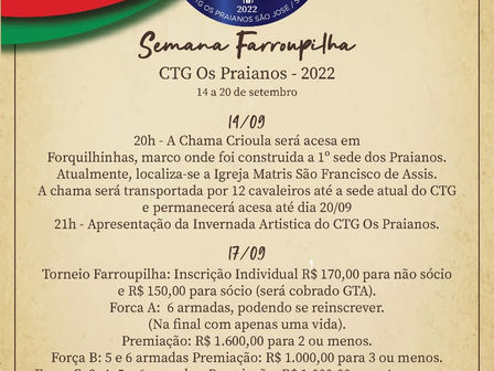 Programação Semana Farroupilha 2022